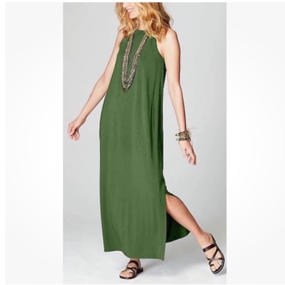 J. Jill Dresses & Skirts - J. Jill Green Halter Maxi Dress Women's Size Small Sleeveless Side Slits